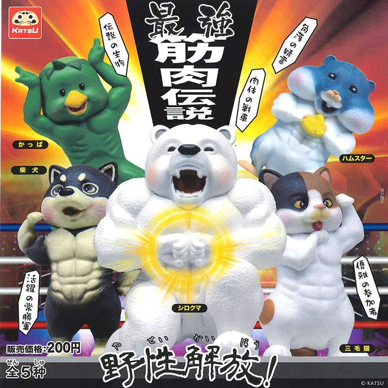 H341-5款萌寵動(dòng)物健身肌肉惡搞舉鐵公仔擺件